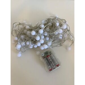 White Globe LED String Lights Battery Operated Multi Function Clear Wire Indoor